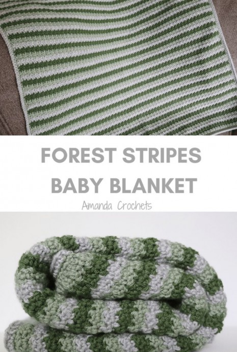 Crochet Forest Stripes Baby Blanket