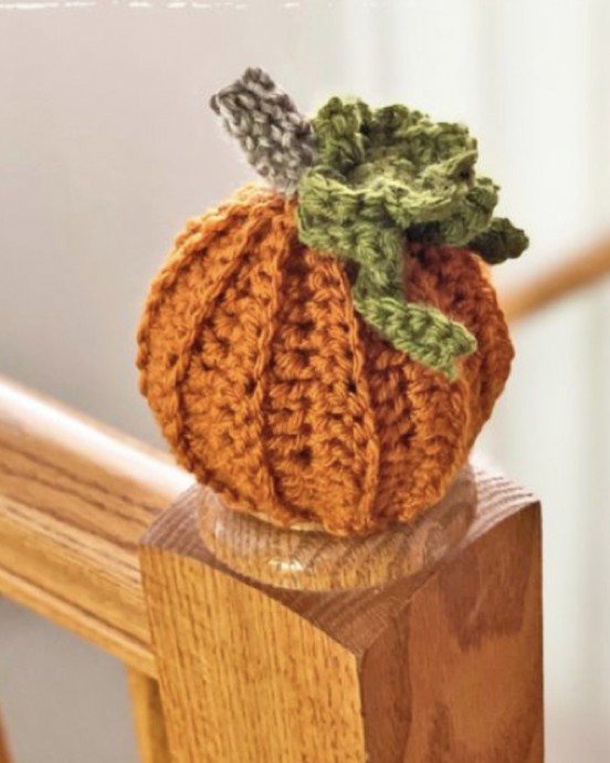 Crochet Pumpkin Post Topper