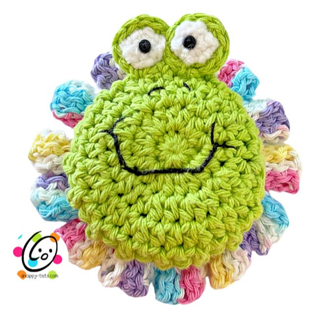 Create Your Own Crochet Froggy Flower Scrubber for a Fun and Eco-Friendly Cleaning Experience