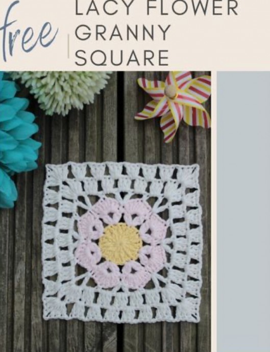 Crochet Beautiful Lacy Flower Granny Square (Free Pattern)