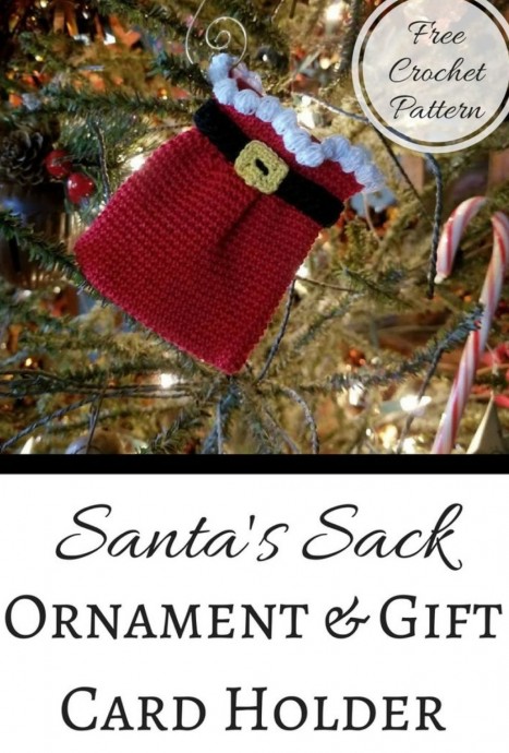 Crochet Santa's Sack Ornament (Free Pattern)