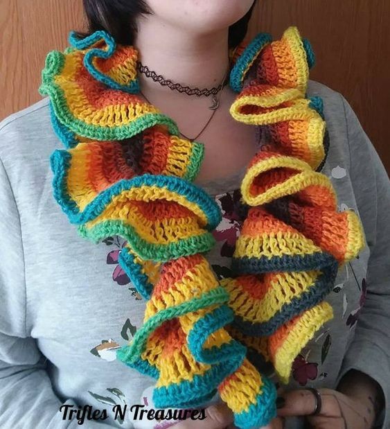 Crochet Mindless Mandala Madness Ruffle Scarf