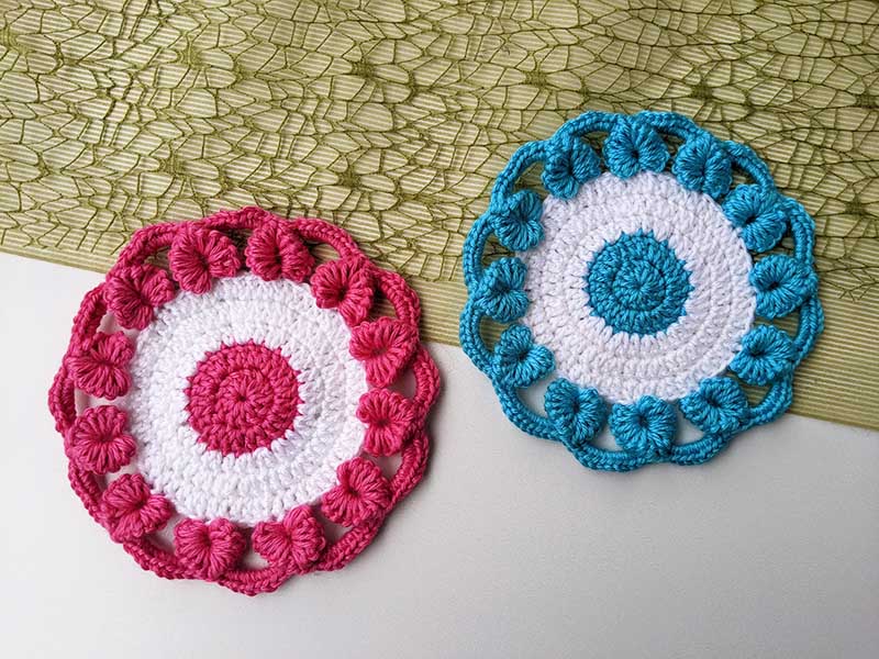 Create Your Own Charming Crochet Round Coaster with Heart Motif - A Perfect DIY Project