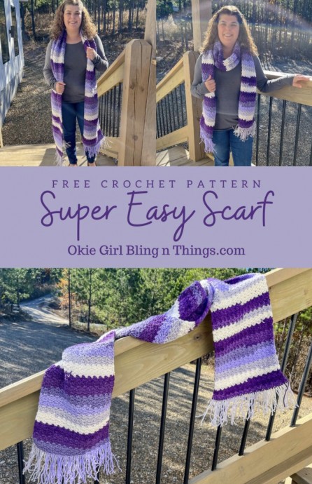 Easy One Row Repeat Crochet Scarf Pattern for Beginners - Perfect for TV Watching Easy One Row Repeat Crochet Scarf Pattern for Beginners - Perfect for TV Watching