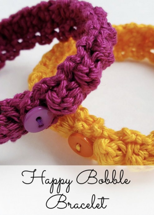 Happy Bobble Crochet Bracelet (Free Pattern)