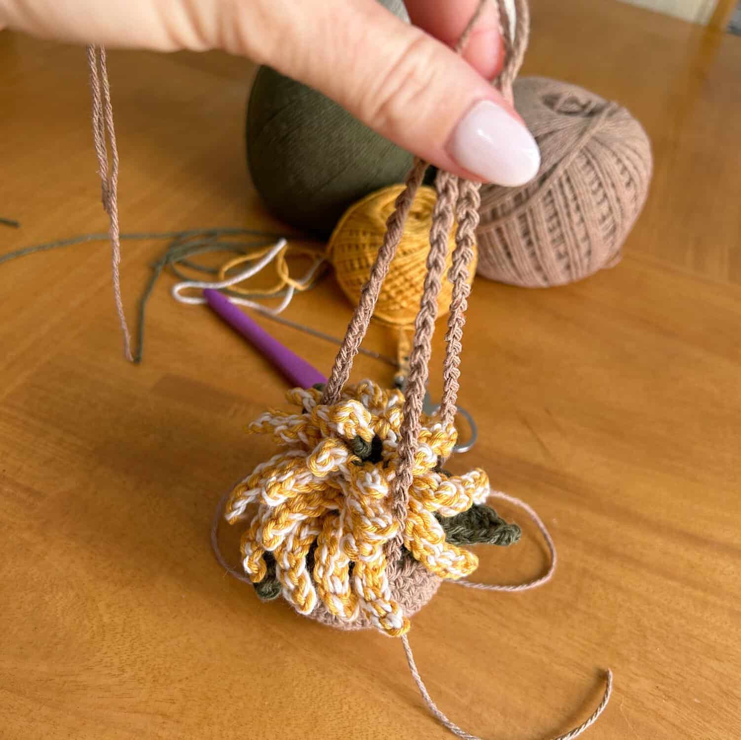 Crochet Leaf and Blossom Car Charm