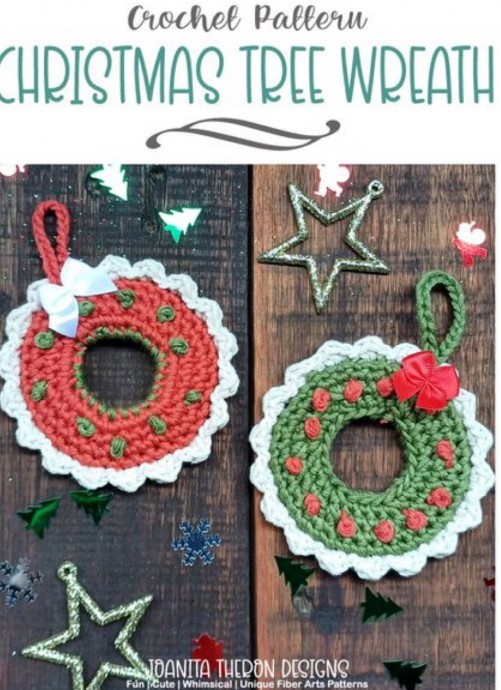 Crochet Christmas Tree Wreath Ornament