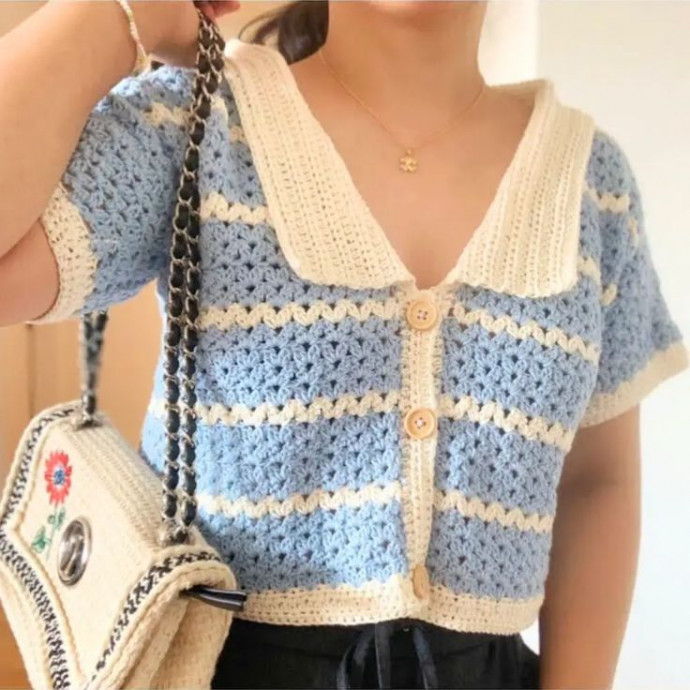 Crochet V-Neck Tee Crochet V-Neck Tee