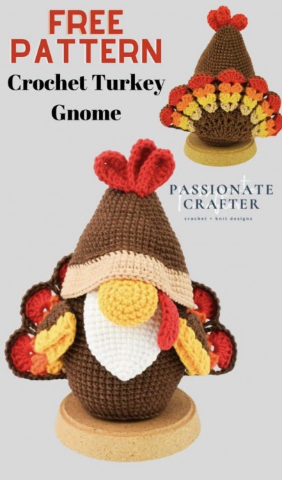 Crochet Turkey Gnome for Thanksgiving