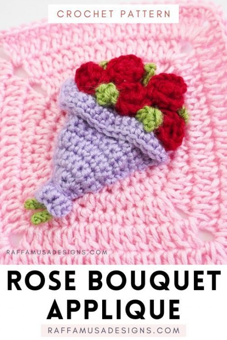 Crochet Bouquet of Roses Applique