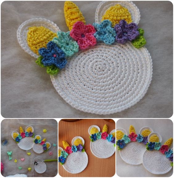 Crochet Unicorn Coaster