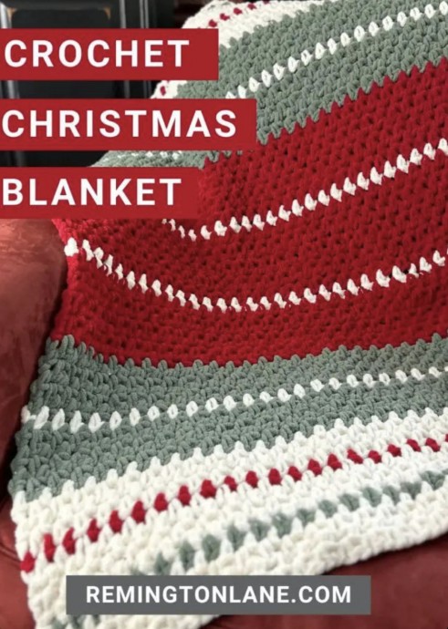 Crochet Christmas Lane Striped Blanket