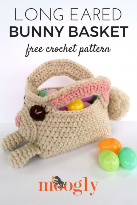 Adorable Crochet Long Eared Bunny Basket - Perfect for Easter Decorations and Gifts