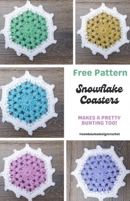 Crochet Festive Snowflake Coasters