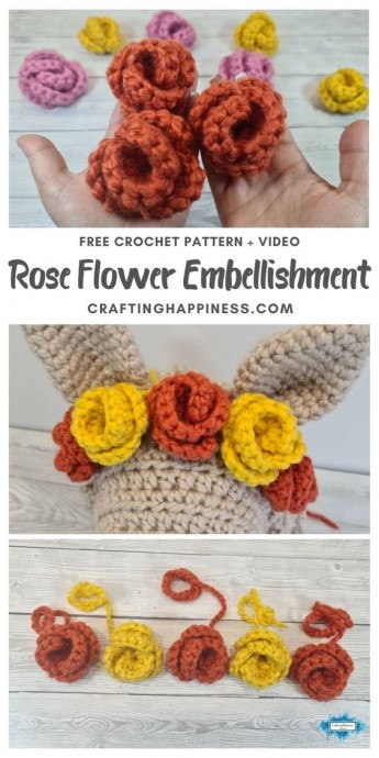 Crochet Rose Flower Embellishment