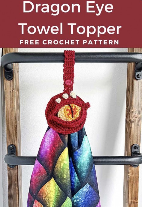 Crochet Dragon Eye Towel Topper