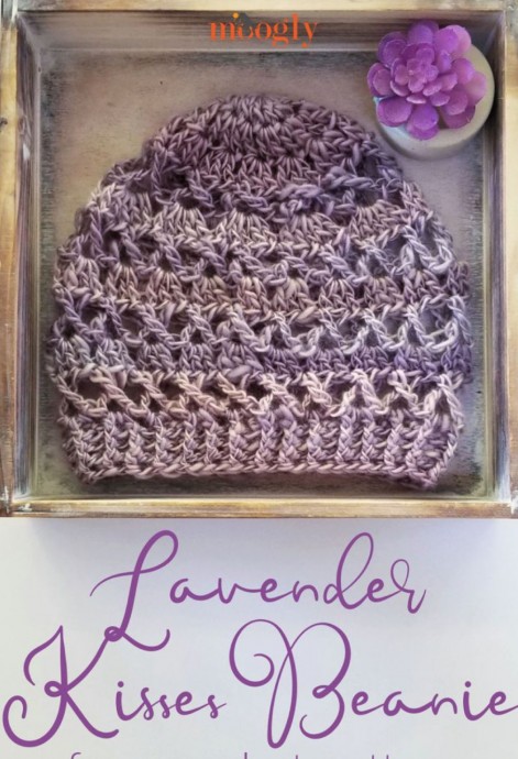 Crochet Lavender Kisses Beanie Hat