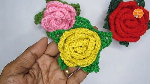 Create Beautiful Crocheted Roses with Leaves – A Step-by-Step Guide Create Beautiful Crocheted Roses with Leaves – A Step-by-Step Guide
