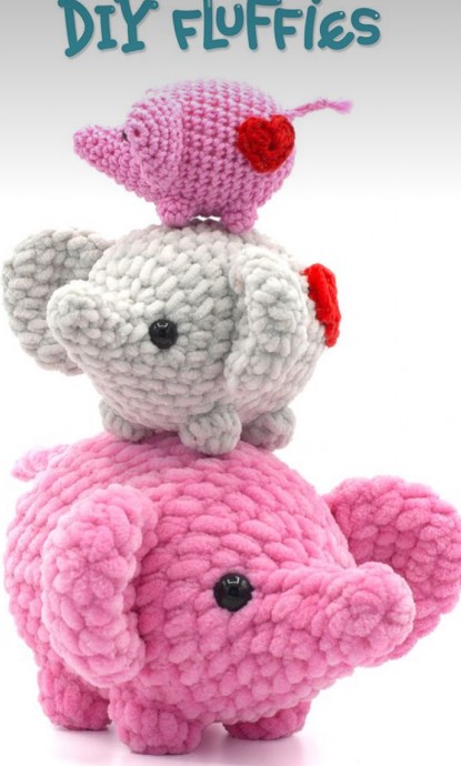 Crochet Mini Love Elephant Amigurumi