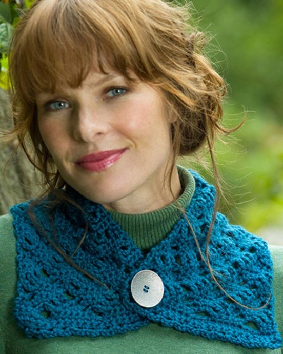 Crochet Button Spiderweb Scarf