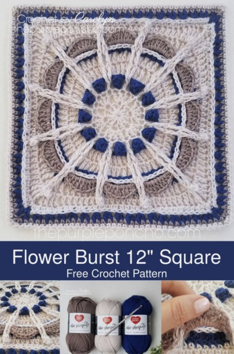 Discover the Beautiful Flower Burst Square Crochet Pattern - Free Tutorial Included Discover the Beautiful Flower Burst Square Crochet Pattern - Free Tutorial Included