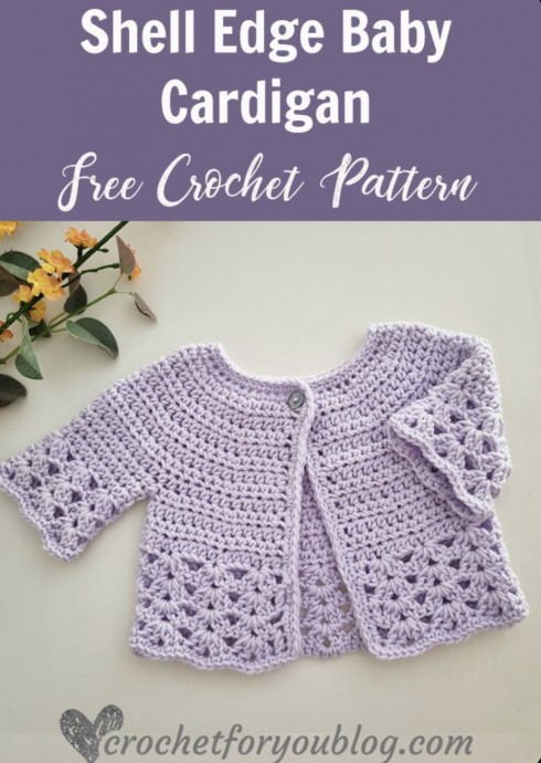 Shell Edge Baby Cardigan Free Crochet Pattern