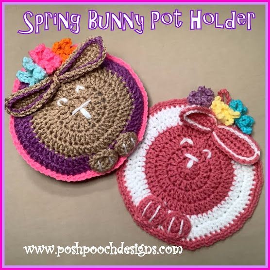 Crochet Spring Bunny Pot Holder Pattern