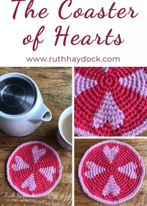 Crochet Coaster of Hearts