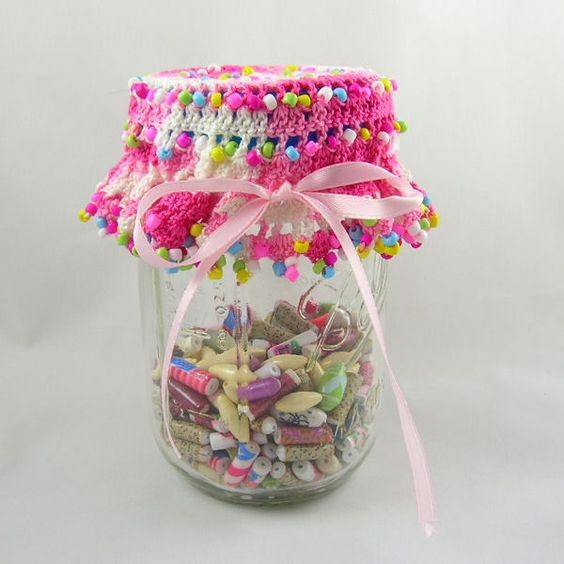 Crafting Adorable Crochet Beaded Jar Toppers for Your Home Crafting Adorable Crochet Beaded Jar Toppers for Your Home