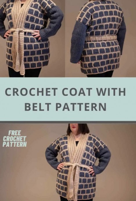 Trendy Crochet Coat Pattern with Stylish Belt for Versatility and Warmth Trendy Crochet Coat Pattern with Stylish Belt for Versatility and Warmth