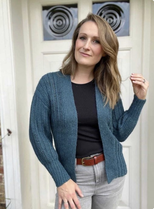 Side to Side Crochet Cardigan with Ribbed Knit Look