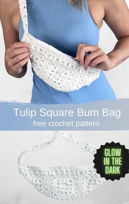 Crochet Tulip Square Bum Bag (Free Pattern)