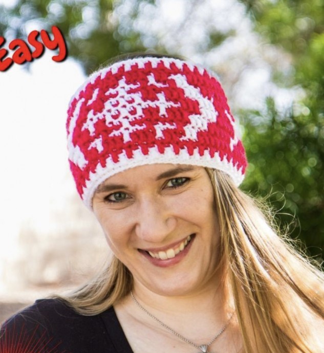 Crochet Christmas Mosaic Ear Warmer