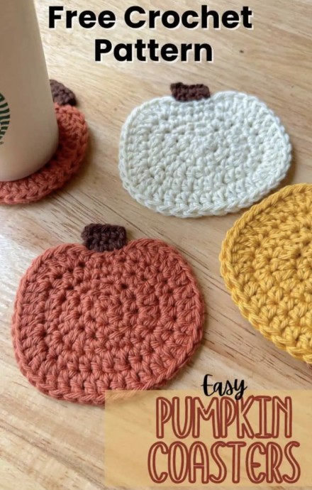 Crochet Fall Pumpkin Coaster