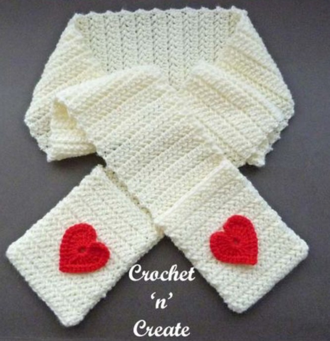 Crochet Valentine Pocket Scarf Free Crochet Pattern