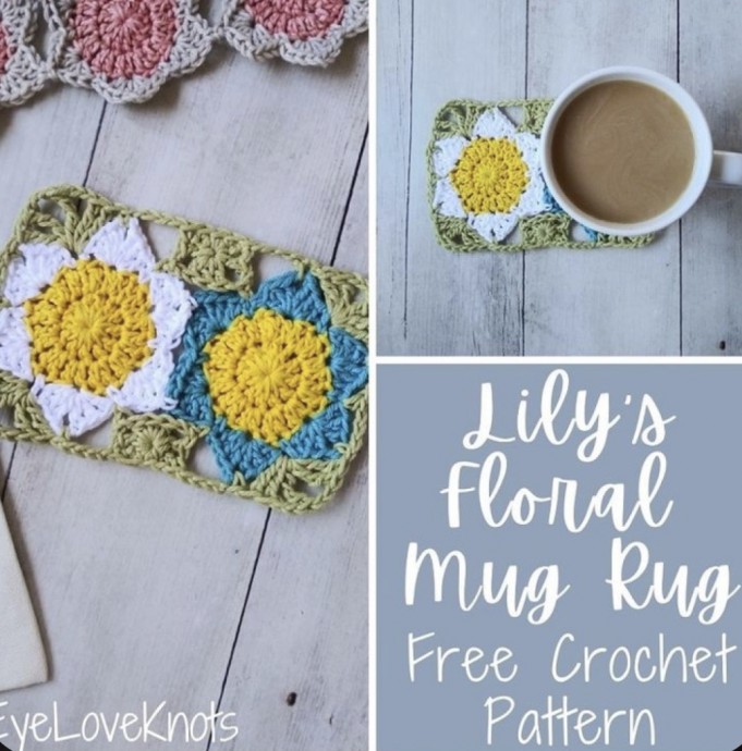 Floral Mug Rug - Free Crochet Pattern