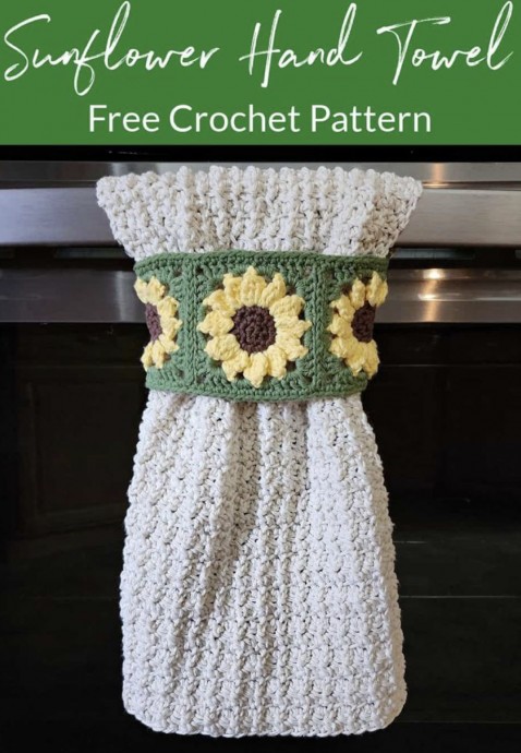 Sunflower Crochet Hand Towel