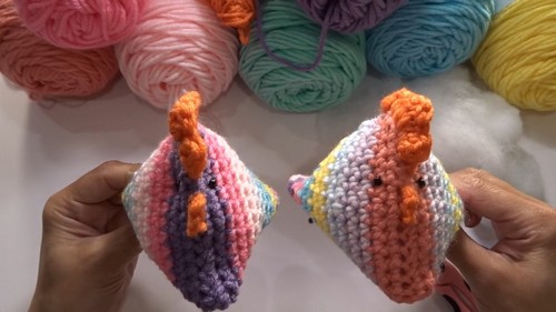 Crochet Rainbow Chicken Amigurumi
