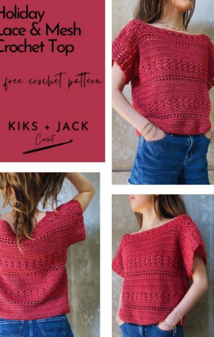 Crochet Holiday Lace and Mesh Top (Free Pattern)