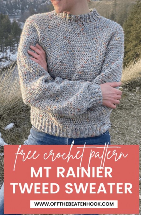 Crochet Rainier Tweed Sweater (Free Pattern)