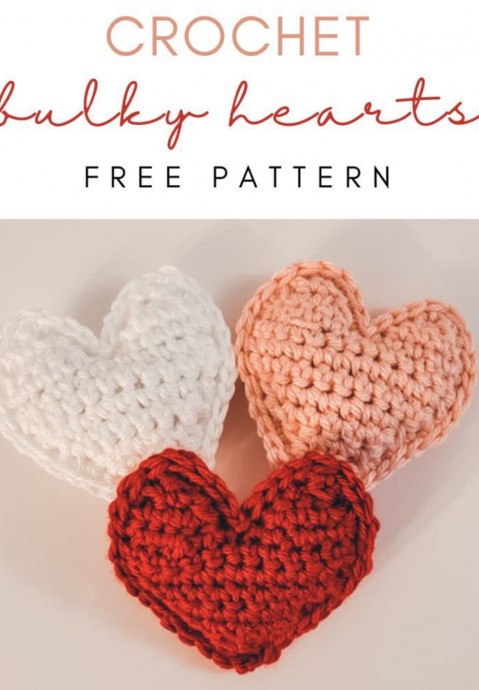 Crochet Bulky Heart Plush Pillows