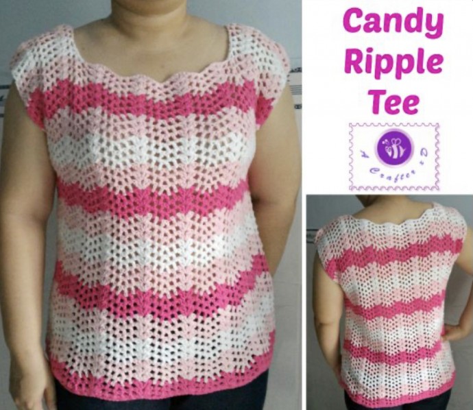 Create Your Own Unique Crochet Candy Ripple Tee for Summer Style Create Your Own Unique Crochet Candy Ripple Tee for Summer Style