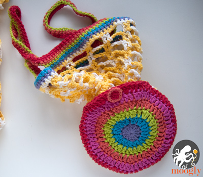 Crochet Rainbow Pocket Market Bag