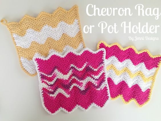 Create Your Own Handmade Crochet Chevron Rag or Pot Holder - Easy DIY Tutorial Create Your Own Handmade Crochet Chevron Rag or Pot Holder - Easy DIY Tutorial