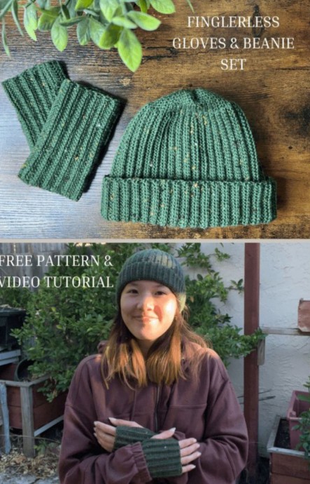 Stay Cozy and Stylish This Winter with Our Crochet Fingerless Gloves and Beanie Set Stay Cozy and Stylish This Winter with Our Crochet Fingerless Gloves and Beanie Set