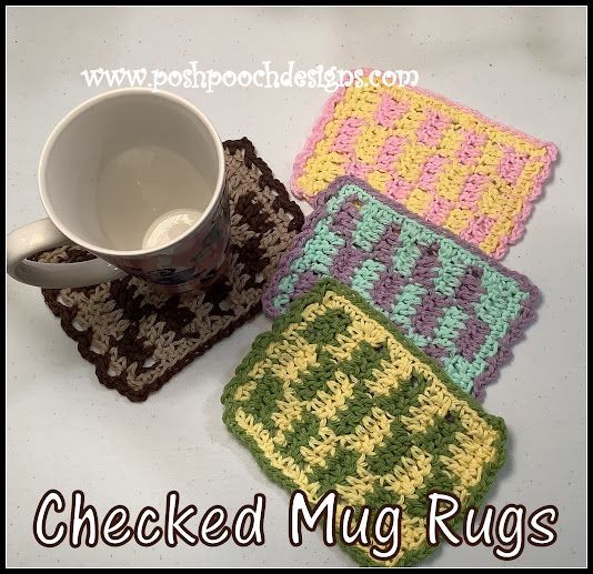 Crochet Checked Mug Rugs