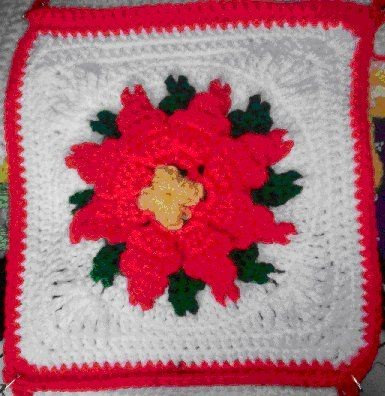 Crochet Bonnie's Poinsettia Afghan Square