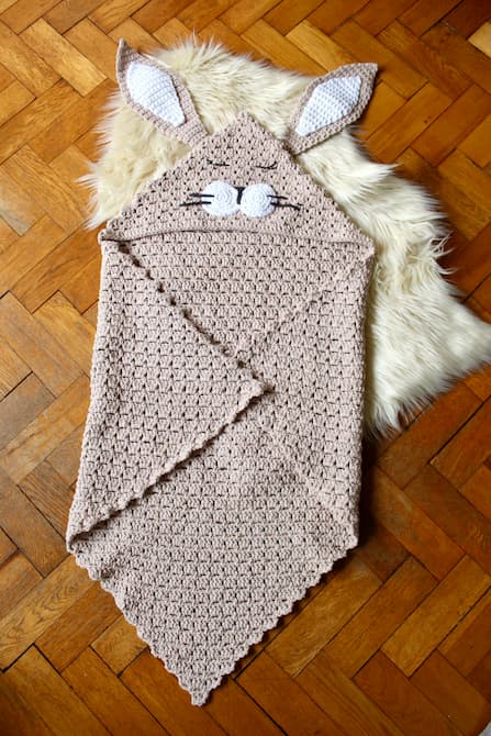 Crochet Hooded Bunny Blanket