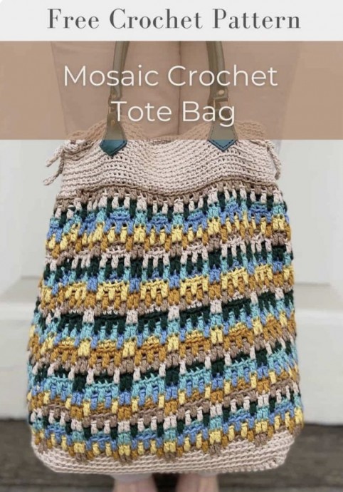 Mosaic Crochet Tote Bag