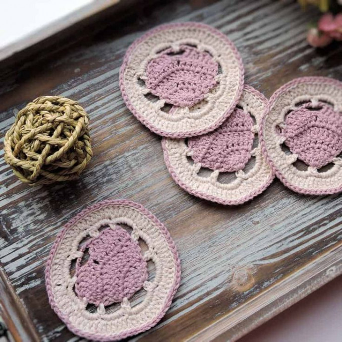 Crochet Belle Heart Coaster